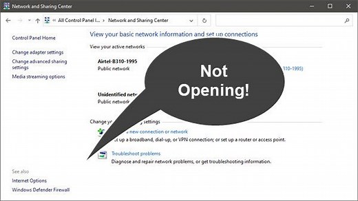 Network and Sharing Center not opening in Windows 11
