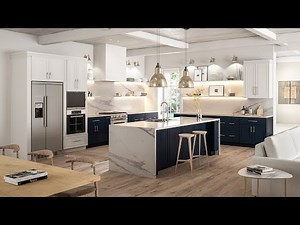 Transitional Navy Blue Kitchen by Parriott Wood | Elegant Shaker Navy
