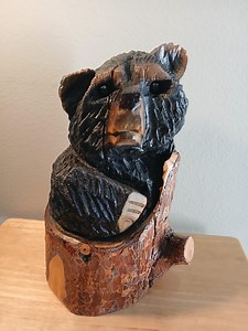 Chainsaw Carved Wooden Bear in a Log Sculpture Artwork for Home Decor - Etsy