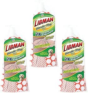 Libman Wonder Mop Head Replacement | Absorbent Microfiber | Self Wringing | Best Refill | Machine Washable | Multi-Surface Floor Mop | 3 Replacement Pads