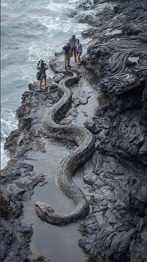 Tourists Capture Huge Serpent Coiled Around Rock Formation in Hawaii Coastline