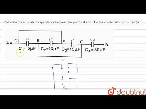 Calculate the equivalent capacitance between the points `A` and `B` in the combination shown in