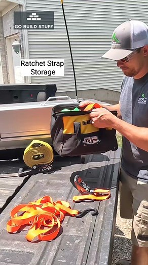Great way to store ratchet straps when you don't use them often #gobuildstuff #ratchetstrap #storage
