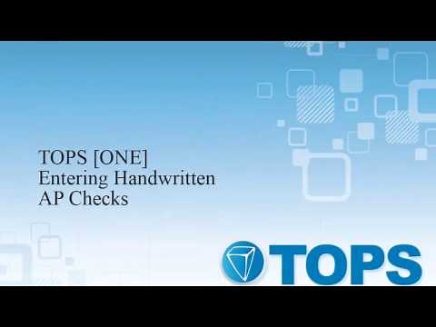 TOPS [ONE] Tutorial: Entering Handwritten Checks