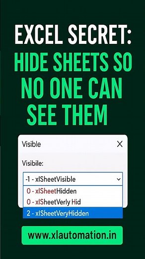 Excel Secret: Hide Sheets So No One Can See Them! #shorts #xlautomation