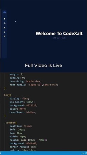 Build responsive sidebar using html and css #shorts #coding #programming