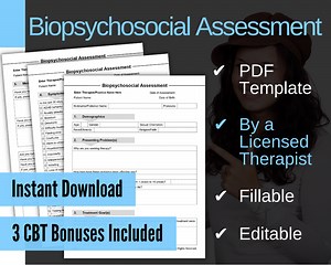 Biopsychosocial Assessment Template PDF with 3 CBT Bonuses