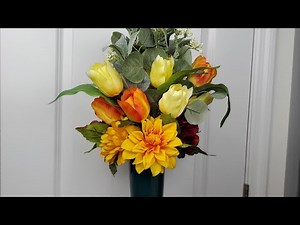 CEMETERY DIY FLOWER ARRANGEMENTS W/ PLASTIC VASE🌻🌼💐// IN A BUDGET //EASY TUTORIAL