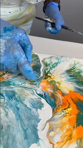 NATURE-INSPIRED FLUID ART🦋Abstract Dutch Pour Painting #fluidart #shorts #acyrlicpainting #abstract