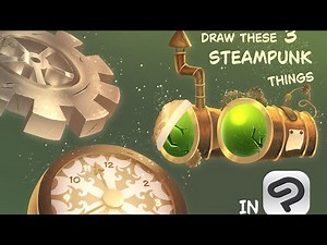 How to draw steampunk style gear, clock and binoculars — Clip Studio Paint speedpaint tutorial