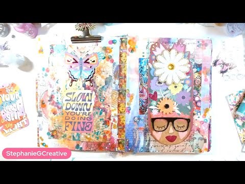 Junk Journal mixed media page in composition notebook!