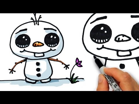 How to Draw Olaf Cute step by step easy Disney Frozen