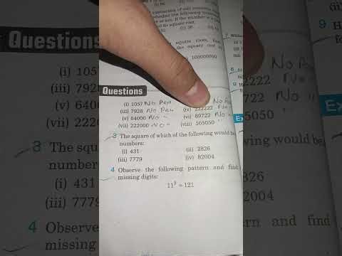 Class 8 chapter 5 squares and square root exercise 5 . 1