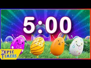 5 Minute Countdown Timer with calm music for classrooms. Easter, Spring break