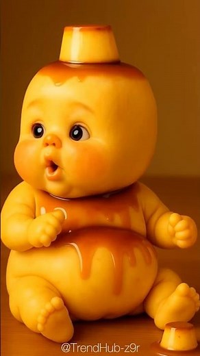 Cute baby eating mini puddings 🍮 | Asmr dessert video | Satisfying sweet moments