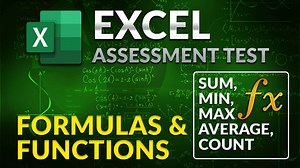 Excel Formulas and Functions for Excel Skills Test (SUM, MIN, MAX, COUNT, AVERAGE) - VIDEO Tutorial with XLSX Workfiles Download - Practice Assessment Tests