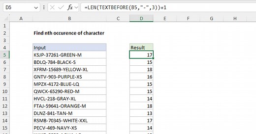 Find nth occurrence of character