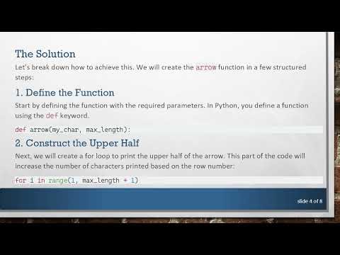 Create an Arrow Formation Using Functions and For Loops in Python