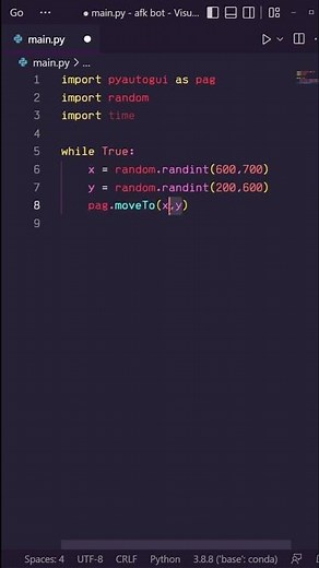 MOUSE MOVING Bot In Python!! #python #coding #programming
