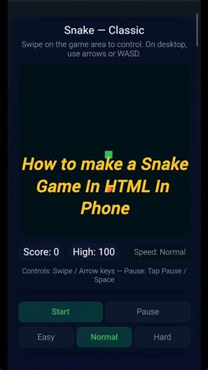 Snake Game in HTML, CSS & JavaScript | Fun Coding Project #shorts
