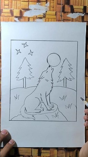 Calm night… howling wolf 🌕🐺 #drawing #art #easyart