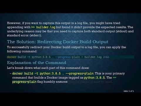 How to Redirect Docker Build Output to a File