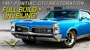 This 1967 GTO Restomod frame off restoration started with a car that looked like it had been dragged out of a swamp. This '67 GTO was originally Tyrol Blue with a black vinyl top, a black bucket seat interior, the Pontiac 400 for barrel V8 under the hood, and was coupled to a turbo 400 automatic transmission. The car was built with factory installed air conditioning, power brakes, and power steering. However, over time, this 67 GTO badly rusted and deteriorated and was in need of a total restora