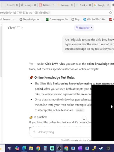 Ohio bmv two failed attempts - just wait 6 months they reset the knowledge testing online 2026-01-06 12-26-53. #knowledgetesting #bmv #ohio #knowtodriveplatform #wait #6months #resetday #athome #twofailed #attempt #knowledgetest #permittest #learnerspermit #testing