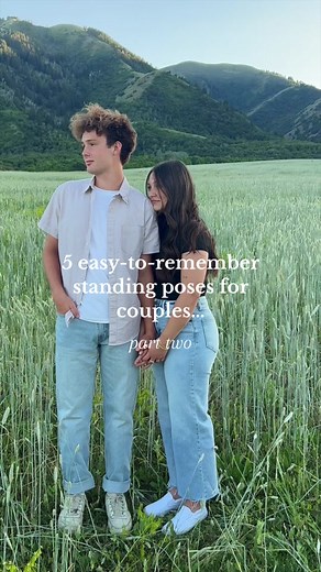 Part ✌🏻! Some more of my favorite easy-to-remember standing poses for couples! Save this for your next photoshoot!📷 #photographer #utahphotographer #couplesphotography #couplesposes #couplesposing