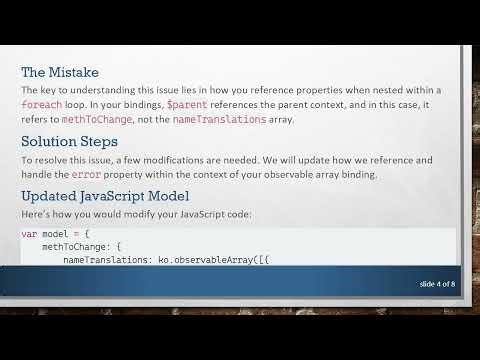 Solving the Binding Not Working Issue Inside foreach in Knockout.js