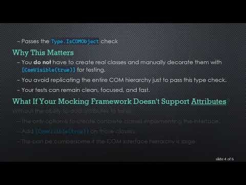 Mocking a COM Object in C# Tests with Type.IsCOMObject Check