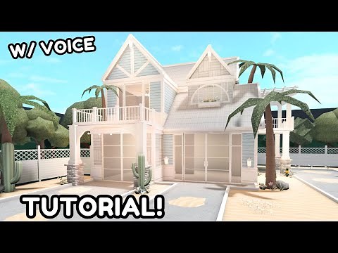 Aesthetic Coastal Bloxburg House: 2 Story Build Tutorial *WITH VOICE*