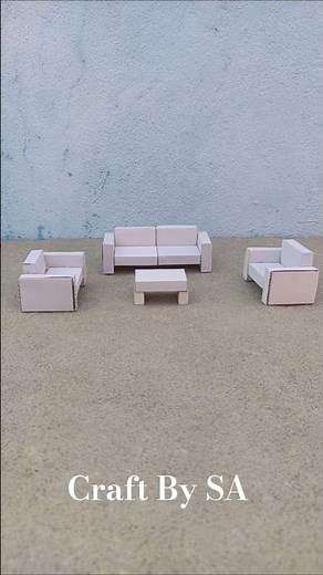 DIY Mini Sofa Set | Cardboard Furniture Craft | Miniature Living Room Setup 🎨
