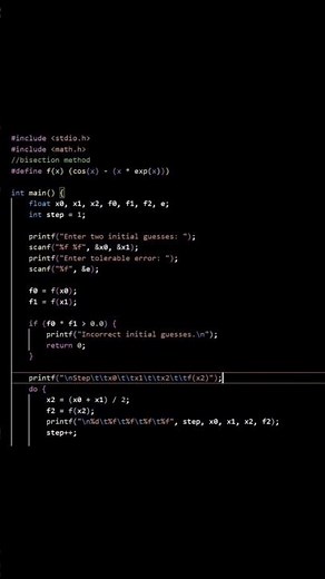 Bisection method using c language #coding #clanguage