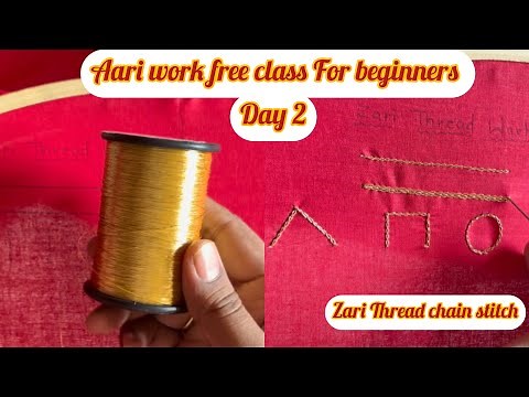Aari embroidery free class Day 2 || Aari work for beginners || Step By Step Tutorial chain stitch