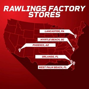 Did you know #Rawlings has five Factory Stores around the U.S.? If you are traveling or near any of these stores stop in to check out all of the new Rawlings products! #TeamRawlings #RawlingsFactoryStores | Rawlings Sporting Goods