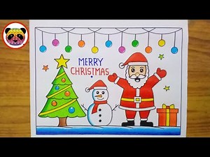 Christmas Drawing / Santa Claus Drawing / Merry Christmas Drawing Easy / Christmas Tree Drawing