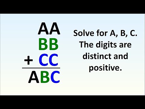 If AA + BB + CC = ABC, What Are A, B and C?