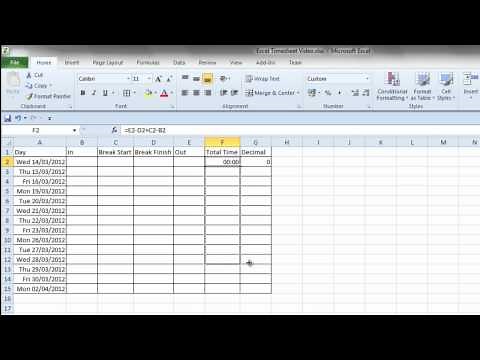 Simple Excel Timesheet