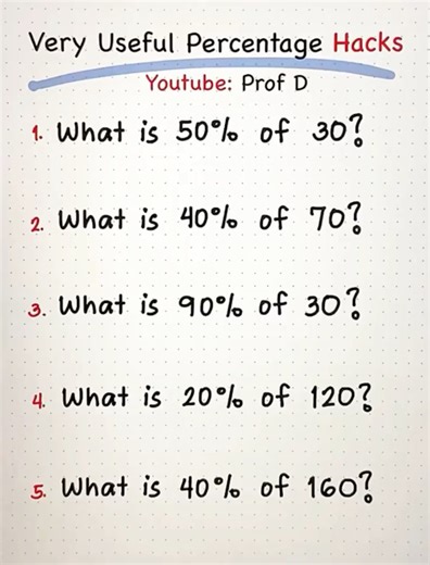 1.4M views · 11K reactions | Fast Percentage Hack (No Calculator Needed) | Prof D | Facebook