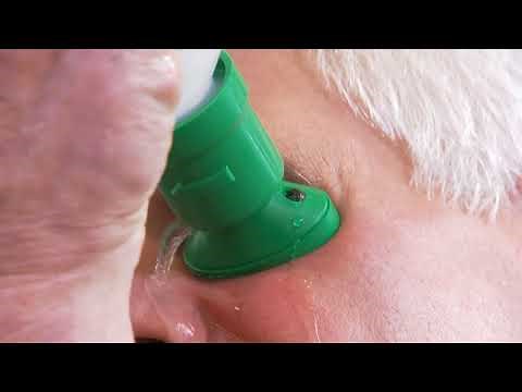Using Plum Saline Eyewash Ergo Cup