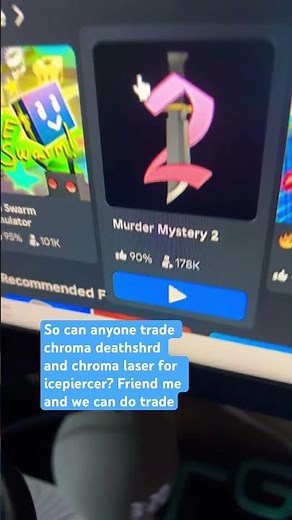 Can anyone trade me for chroma death shard and chroma laser for icepiercer? #mm2 #roblox #trading