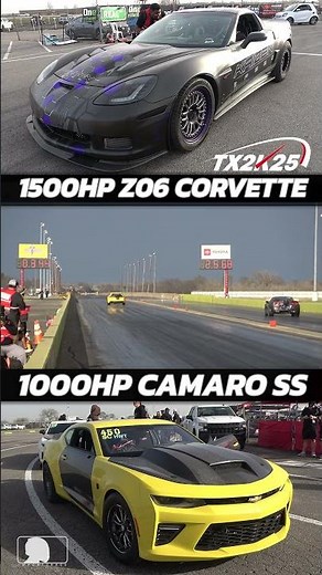 1000hp Camaro SS vs 1500hp Z06 Corvette Drag Racing @ TX2K25 Texas Motorplex
