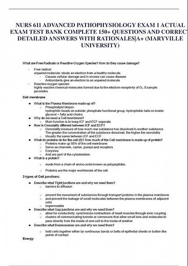NURS 611 ADVANCED PATHOPHYSIOLOGY EXAM 1 ACTUAL EXAM TEST BANK COMPLETE 150+ QUESTIONS AND CORRECT D