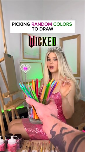 PICKING RANDOM COLORS TO DRAW 🩷WICKED💚 WHAT SHOULD WE NAME HER? #wicked #elphaba #glinda #art