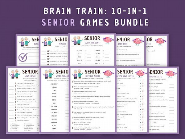 Printable Senior Games Bundle: 10-in-1 Trivia, Word Scramble (digital Download) - Etsy