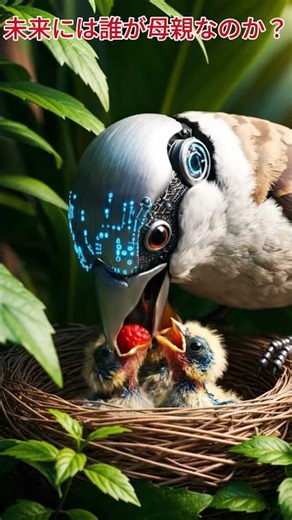 自然とAIが織りなす驚異の母性愛#ロボット母鳥 #AI母性 #未来自然#鳥の巣#RobotMotherBird #AIMaternalLove #FuturisticNature