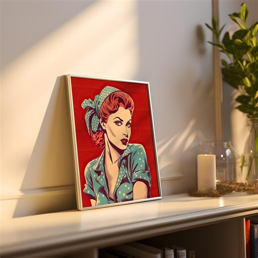 Feminist Pin up Art: Red Girl Retro Poster (digital Download) - Etsy