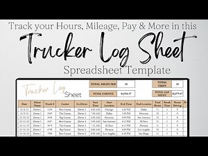 Trucker Log Sheet, Truck Driver Daily Log Book, Truck Driving Spreadsheet Template