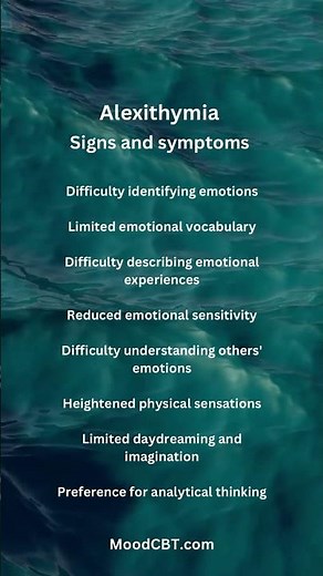 Signs and symptoms of Alexithymia